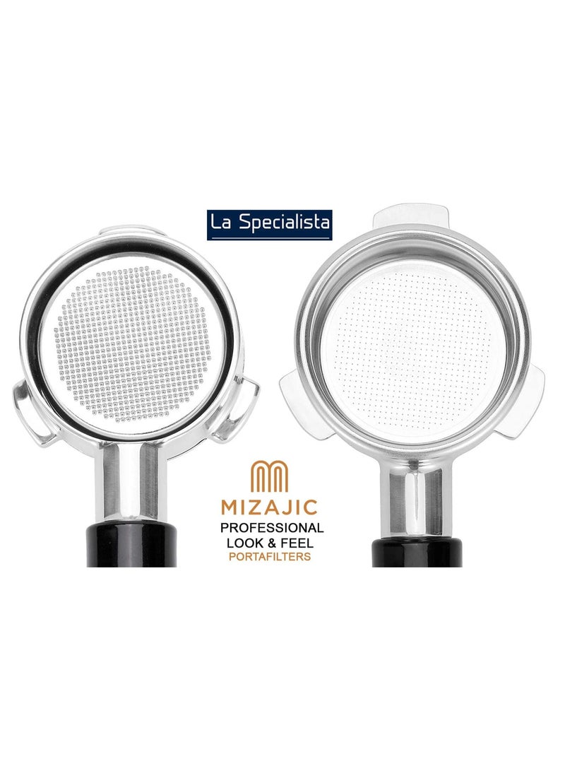 مزاجك فلتر القهوة بدون قاع 51 ملم لماكينات القهوة DeLonghi La Specialista EC9335.M، فلتر القهوة العاري مع سلة فلتر من الفولاذ المقاوم للصدأ ومقبض ABS - Image 5