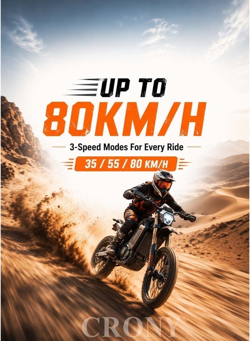 CRONY-08 3500W Electric Dirt Bike with 60V 32AH Battery, 3-Speed Modes - Image 5