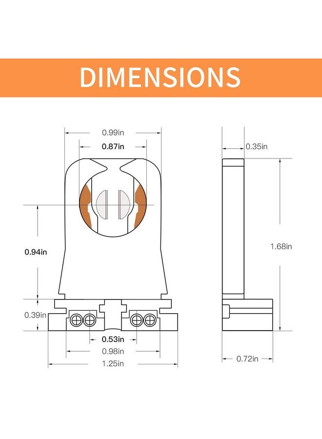 JESLED Non-Bypass LED Gebstones - (Pack of 50) T8 Lamp Holder, UL Rotating Tombstone Lamp Holder for T10 T12 LED Fluorescent Tube Replacement, Medium Bi-pin G13 Plug for Scheduled Start Ballasts  - Image 4