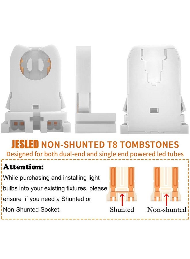JESLED Non-Bypass LED Gebstones - (Pack of 50) T8 Lamp Holder, UL Rotating Tombstone Lamp Holder for T10 T12 LED Fluorescent Tube Replacement, Medium Bi-pin G13 Plug for Scheduled Start Ballasts  - Image 2