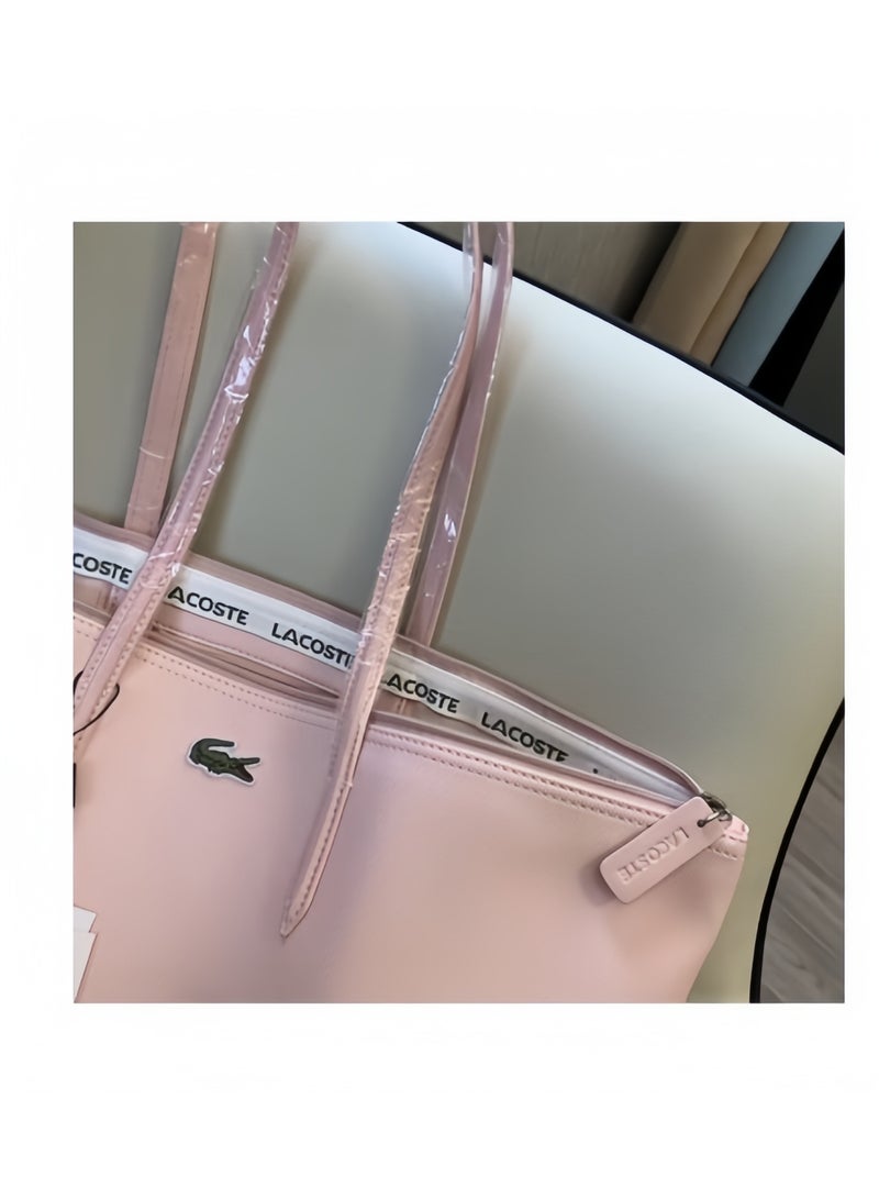 لاكوست أزياء لاكوست النسائية مفهوم متعدد الاستعابات كبيرة حقيبة حقيبة حقيبة حقيبة كتف كبيرة الحجم الوردي - Image 4