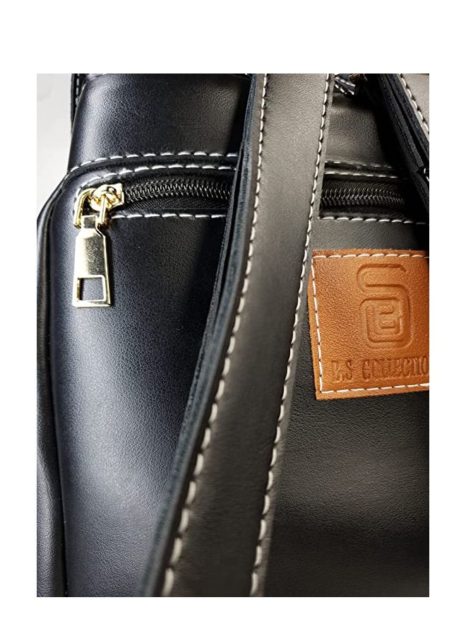 بي.أس كولكشن شنطة ظهر للبنات باك باك من الجلد الصناعي ناعم الملمس مريحة وعملية ومتعددة الجيوب و بسعة كبيرة حقيبة ظهر أسود من B.S COLLECTION - Image 5