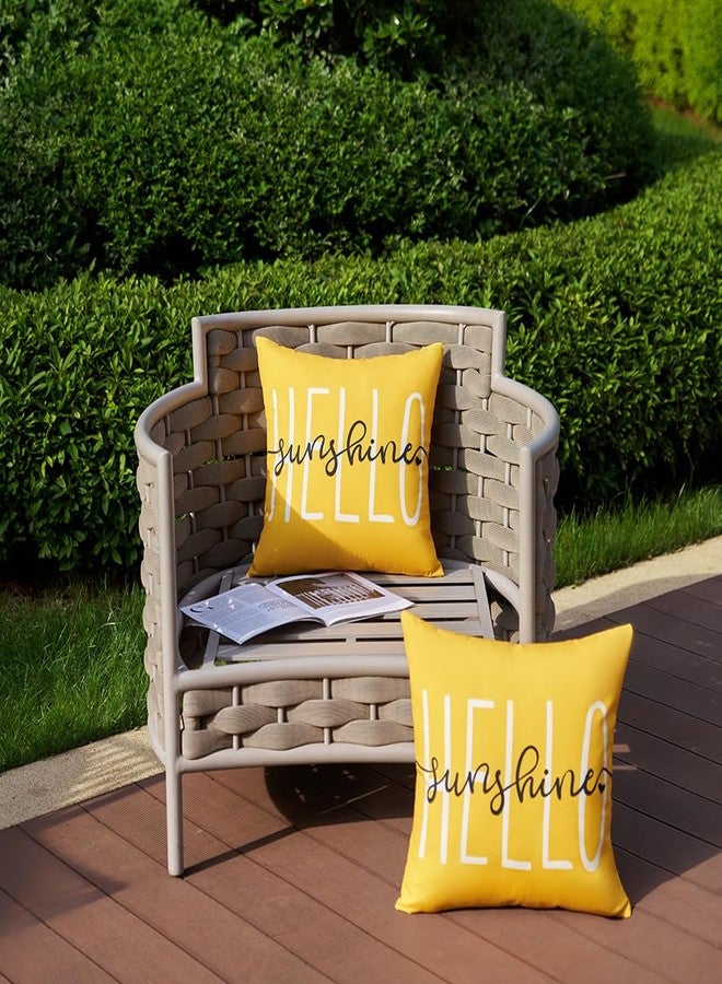 DFXSZ Outdoor Pillow Covers 18x18 Inch Set of 2 Hello Sunshine Decor Yellow Throw Pillow Covers Summer Outdoor Waterproof Pillow Covers Decor for Patio Funiture Garden Sofa Couch 020B - Image 3