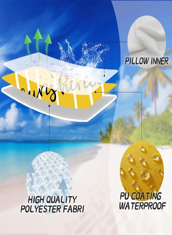 DFXSZ Outdoor Pillow Covers 18x18 Inch Set of 2 Hello Sunshine Decor Yellow Throw Pillow Covers Summer Outdoor Waterproof Pillow Covers Decor for Patio Funiture Garden Sofa Couch 020B - Image 4