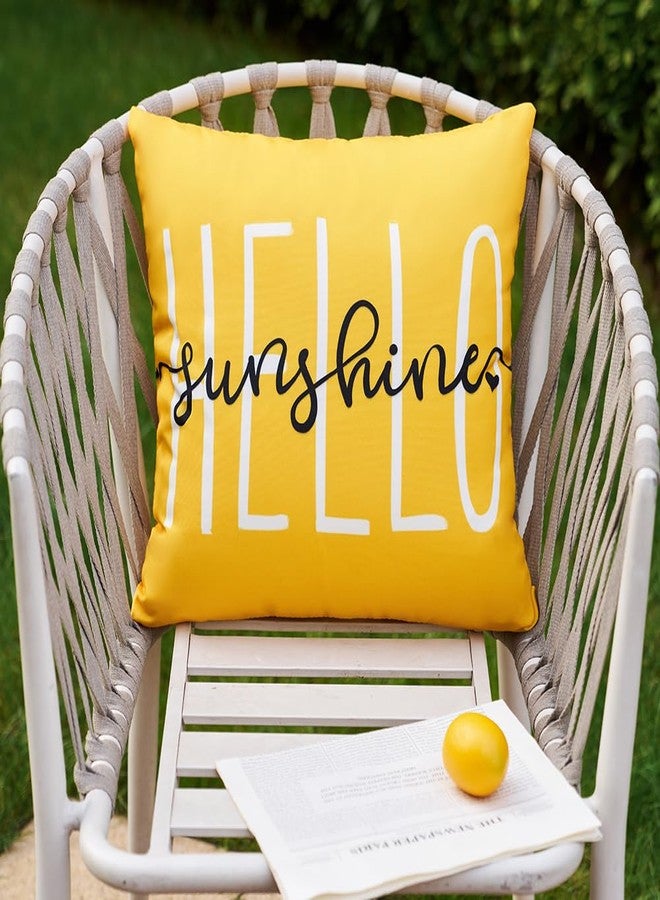 DFXSZ Outdoor Pillow Covers 18x18 Inch Set of 2 Hello Sunshine Decor Yellow Throw Pillow Covers Summer Outdoor Waterproof Pillow Covers Decor for Patio Funiture Garden Sofa Couch 020B - Image 2