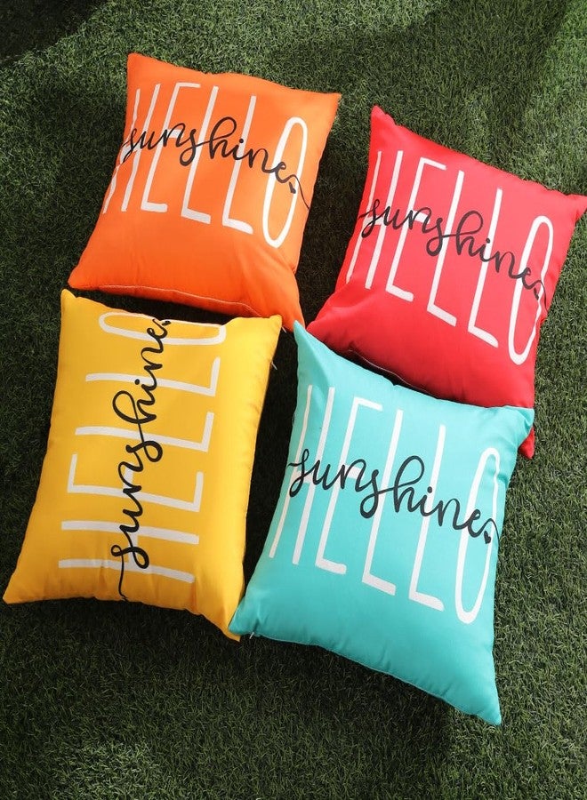 DFXSZ Outdoor Pillow Covers 18x18 Inch Set of 2 Hello Sunshine Decor Yellow Throw Pillow Covers Summer Outdoor Waterproof Pillow Covers Decor for Patio Funiture Garden Sofa Couch 020B - Image 5