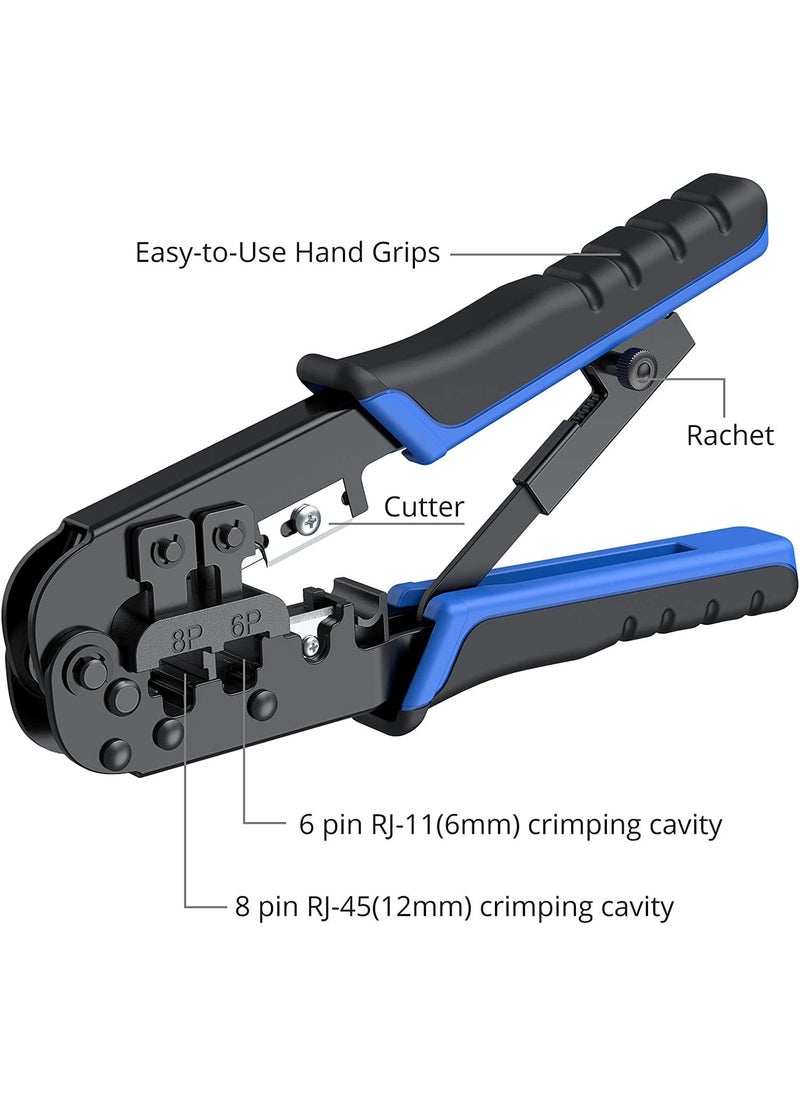 Scalebee SCALEBEE Ethernet Crimp ToolCat5 Cat5e Cat6 Crimping for UTP 8PRJ45 and 6PRJ12 4PRJ11 connectors Crimp Cut Strip ToolProfessional Network Crimper Cutter Stripper Network Wire Stripper  - Image 2