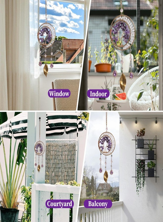 Dreamocean Amethyst Crystal Sun Catcher, Dreamocean Tree of Life Suncatchers for Windows Hanging Ornament Dream Catcher for Car Wall Home Indoor Outdoor Decor - Image 4
