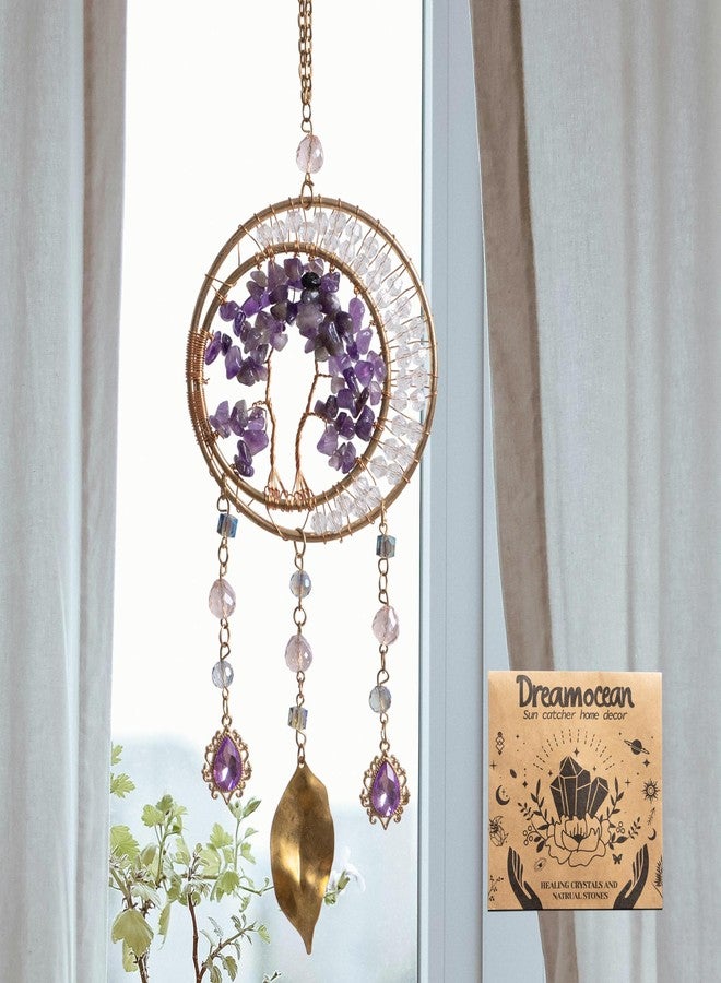 Dreamocean Amethyst Crystal Sun Catcher, Dreamocean Tree of Life Suncatchers for Windows Hanging Ornament Dream Catcher for Car Wall Home Indoor Outdoor Decor - Image 3
