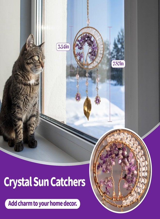 Dreamocean Amethyst Crystal Sun Catcher, Dreamocean Tree of Life Suncatchers for Windows Hanging Ornament Dream Catcher for Car Wall Home Indoor Outdoor Decor - Image 5