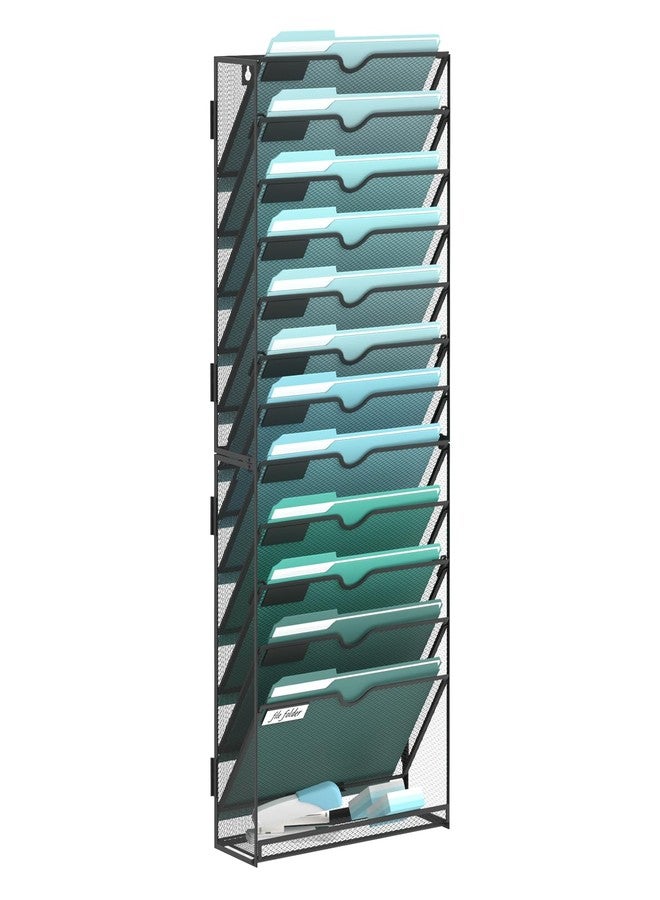 SUPEASY 13-Tier Wall File Organizer, Hanging Wall Files for Papers, Folders, Magazines, Clipboard, Wall Organizer for Office Home School Classroom, Black - Image 1