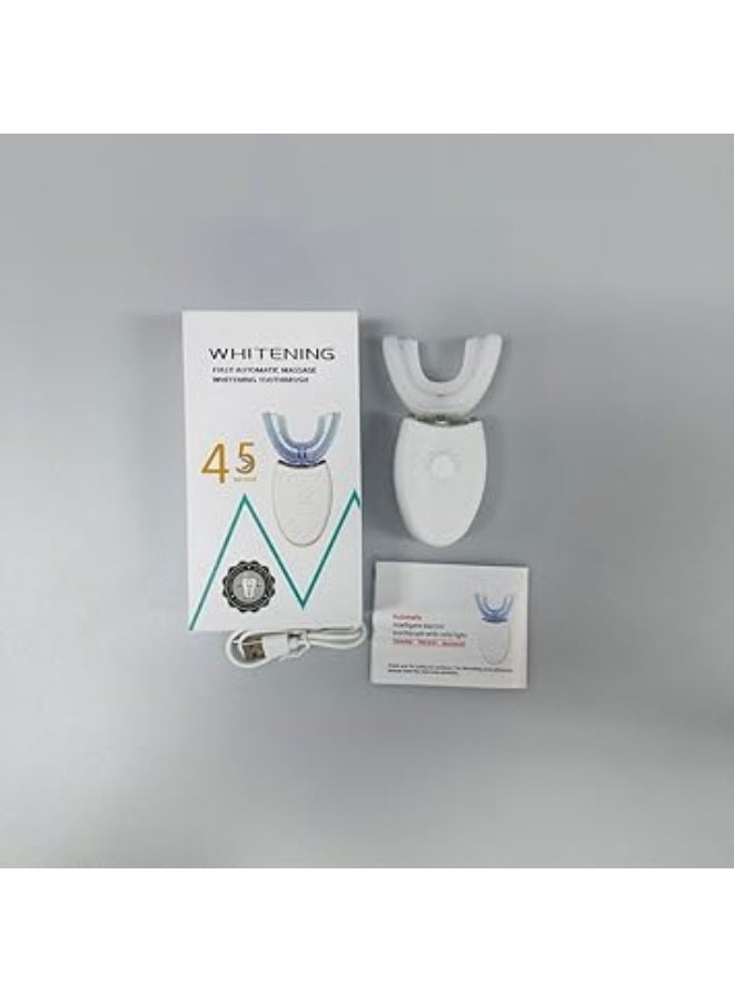 Ultrasonic Electric Toothbrush Adults, Automatic Toothbrush U Shaped Whole Mouth 360° Cleaning Teeth Whitening Hands Free Rechargeable IPX7 Waterproof (White) - Image 3