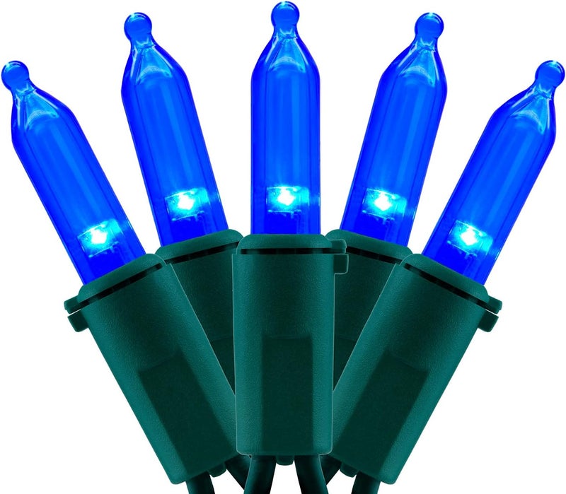 YULETIME 200 Count Blue LED Christmas Lights, 66 Feet Green Wire UL Certified Commercial Grade Holiday String Light Set (Blue) - Image 1