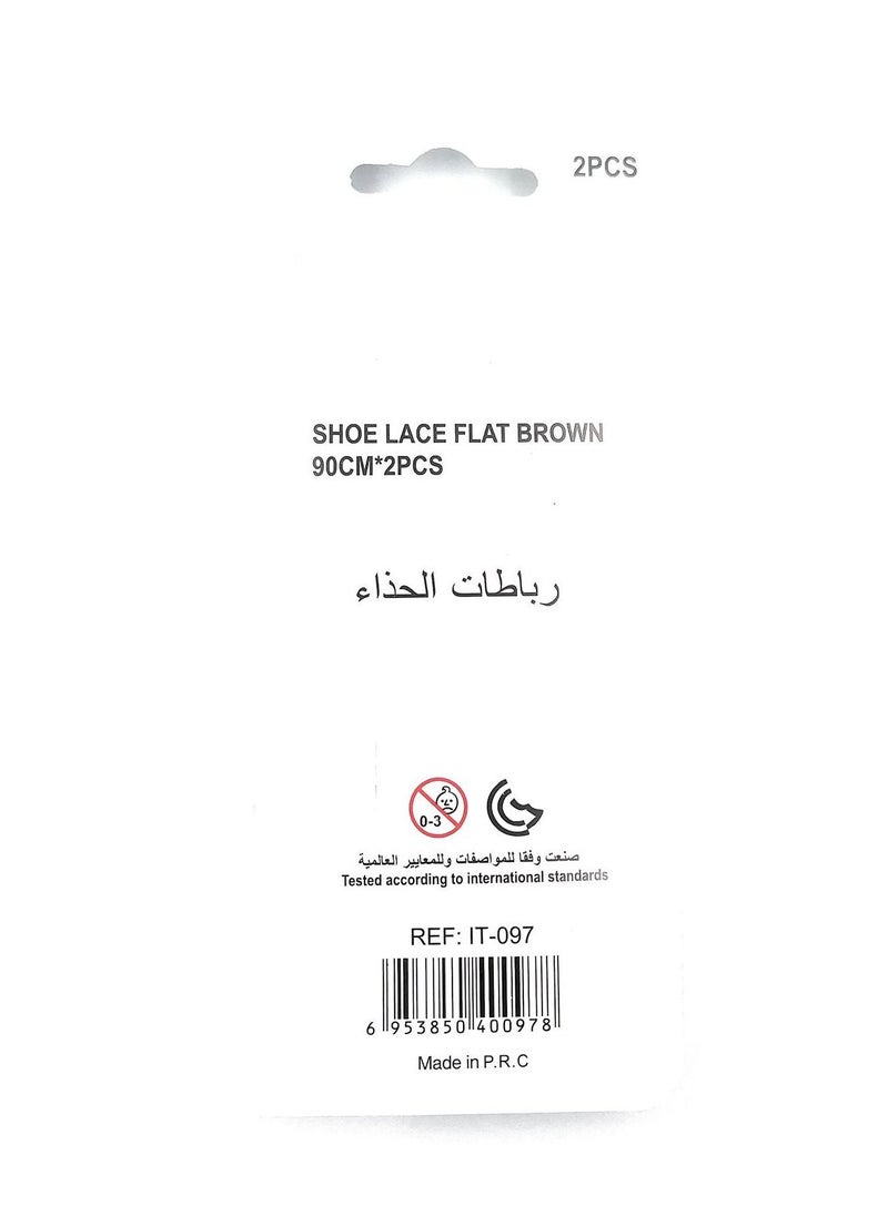 ITALO رباط حذاء مسطح مكون من قطعتين، بني، 90 سم  - Image 2
