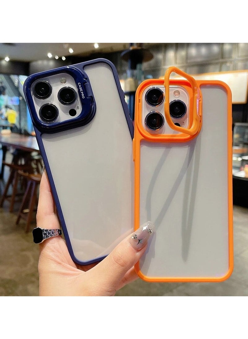 Generic - Luxury Invisible Folding Holder Holder Stand Phone Case For IPhone 15 Pro Case With Lens Film Ring Metal Bracket Soft Bumper Clear Hard Back Cover (Black) - Image 1