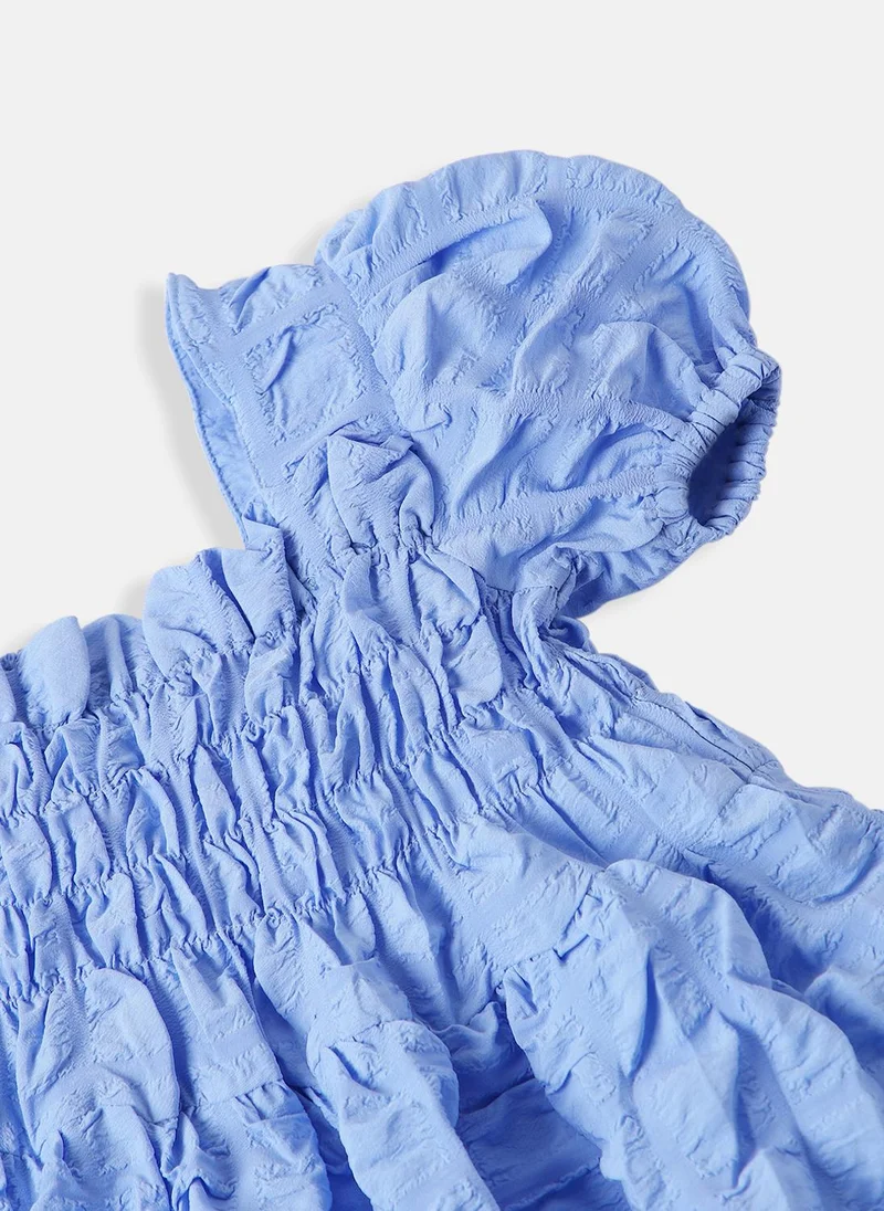 Nautinati Textured Puff Sleeve Dress