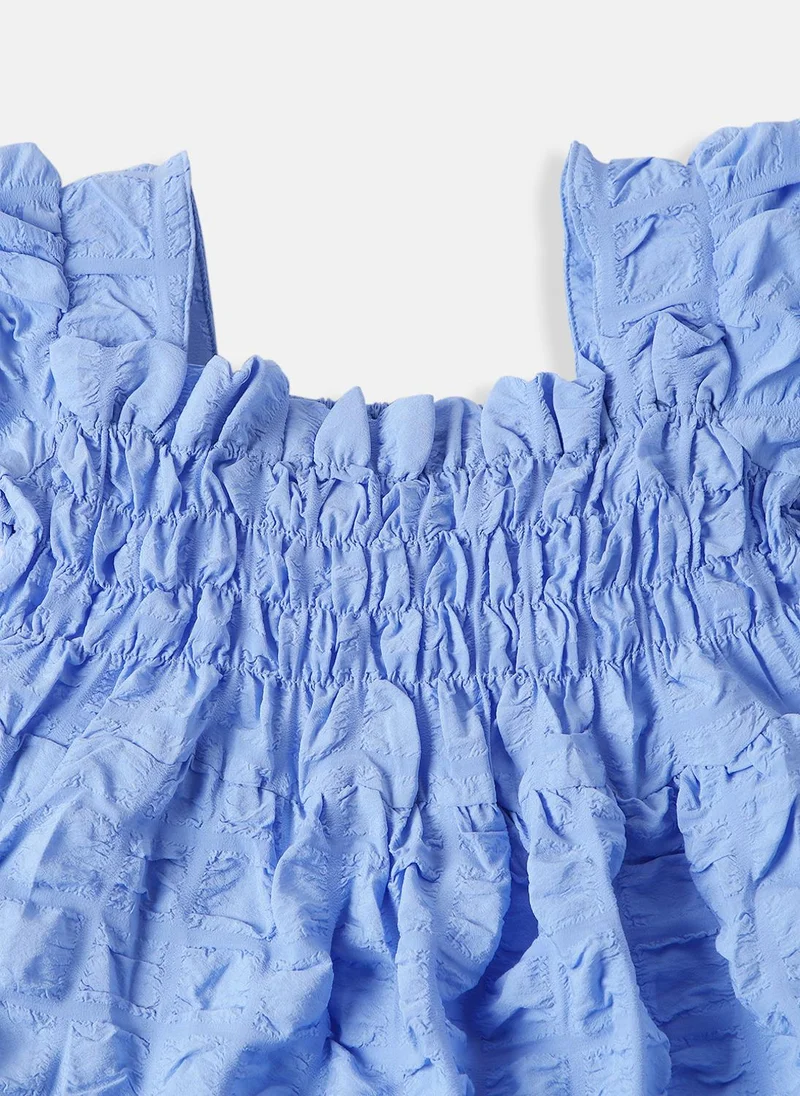 Nautinati Textured Puff Sleeve Dress