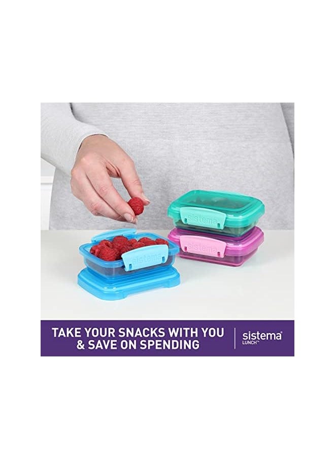 sistema - Lunch Food Storage Containers With Contrasting Clips, Green/Pink/Blue, 200 ml, Pack Of 3 - Image 1