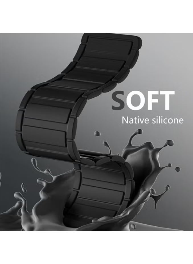 ChicVibe Magnetic Silicone Band for Apple Watch Ultra Ultra2 Ultra3/11 10 9 8 7 6 5 4 3 2 1 SE SE2 SE3,Soft Silicone Waterproof Strap Wristbands Compatible with iWatch Apple Watch Series Ultra 49mm 46mm 45mm 44mm 42mm Women Men - Image 4