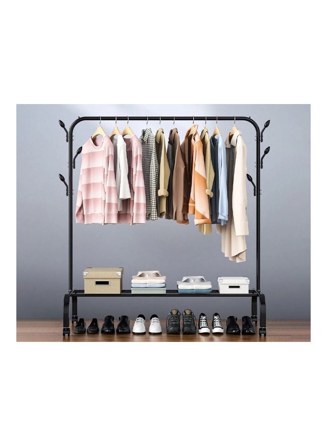 fashionhome Standing Clothes and Shoe Rack With Tree Shaped Holding Hooks Black 125x43x154cm - Image 2