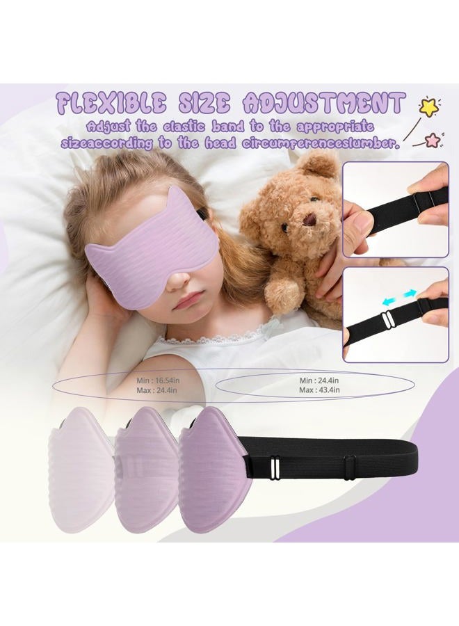 Pyopbow Kids Sleep Mask Eye Mask: 3D Contoured Cup Sleeping Mask, Blindfold with Adjustable Strap, Kids Eye Cover for Boys, Girls, Teens, Pressure-Free with Memory Foam Face Mask for Sleeping (Purple) - Image 2