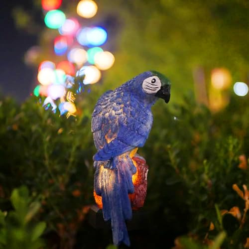 Epyz Solar Garden Lights, Outdoor Decorative Resin Parrot Solar LED Lights with Stake for Garden Lawn Pathway Yard Decortions (Warm Yellow Light, Blue) - Image 5