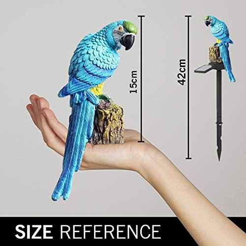 Epyz Solar Garden Lights, Outdoor Decorative Resin Parrot Solar LED Lights with Stake for Garden Lawn Pathway Yard Decortions (Warm Yellow Light, Blue) - Image 2