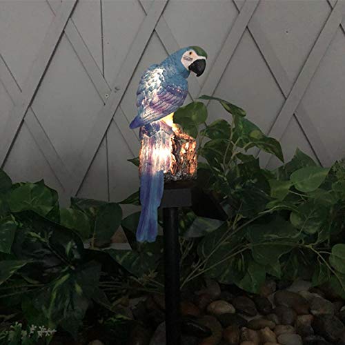 Epyz Solar Garden Lights, Outdoor Decorative Resin Parrot Solar LED Lights with Stake for Garden Lawn Pathway Yard Decortions (Warm Yellow Light, Blue) - Image 3