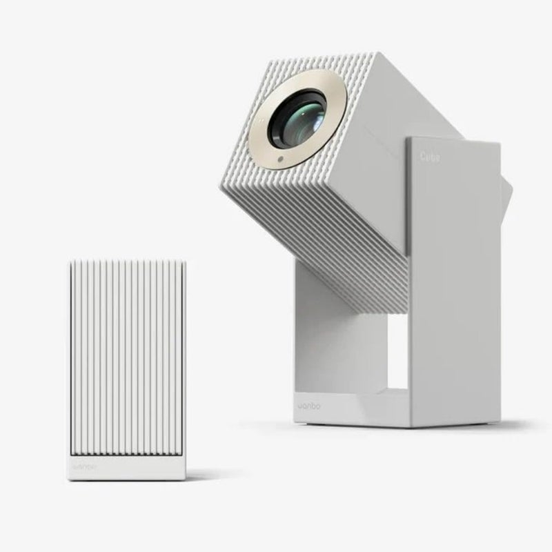 جهاز عرض ذكي Cube 2 Pro، دقة Full HD 1080P، 500 ANSI Lumens، Android 11، Chromecast مدمج، بلوتوث 5.0، مكبر صوت 8 وات، التركيز التلقائي على حجر المفاتيح، جهاز عرض المسرح المنزلي المحمول Moon White - Image 1