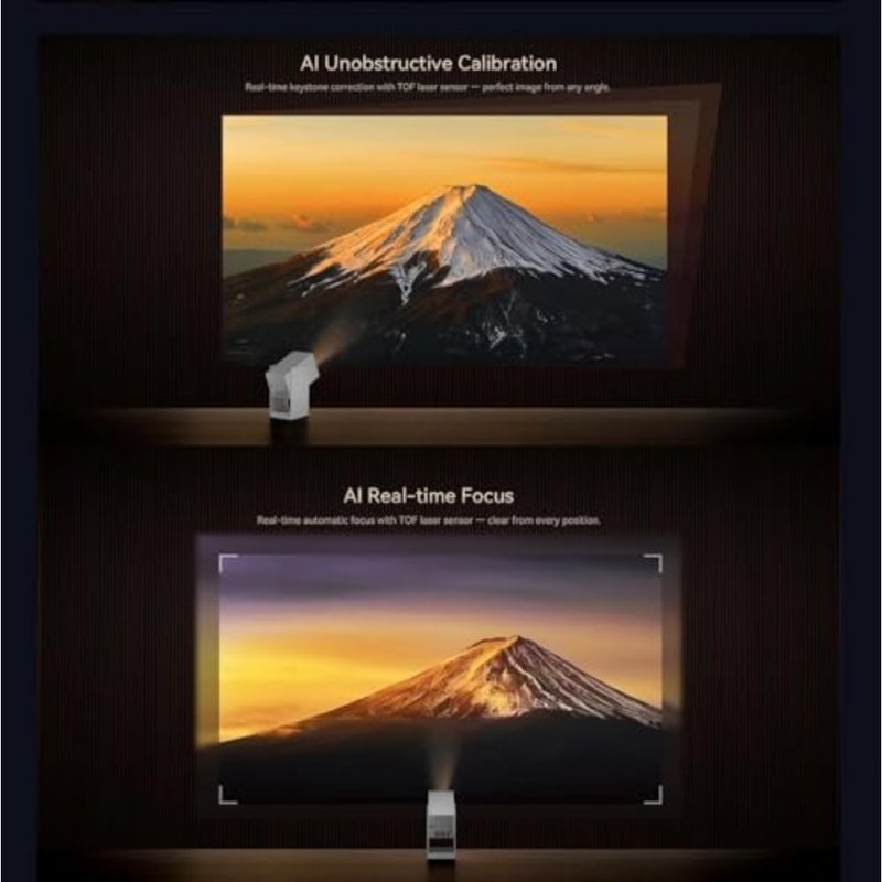جهاز عرض ذكي Cube 2 Pro، دقة Full HD 1080P، 500 ANSI Lumens، Android 11، Chromecast مدمج، بلوتوث 5.0، مكبر صوت 8 وات، التركيز التلقائي على حجر المفاتيح، جهاز عرض المسرح المنزلي المحمول Moon White - Image 4