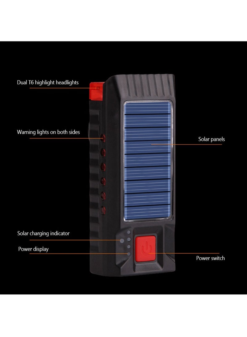 إسكدنيا ضوء مزدوج ، مصباح دراجة بالطاقة الشمسية مقاوم للماء ، شحن USB ، مصباح أمامي للدراجة الأمامية ، 4000 مللي أمبير في الساعة ، مصباح ركوب الدراجات مع وظيفة بوق الدراجة - Image 4