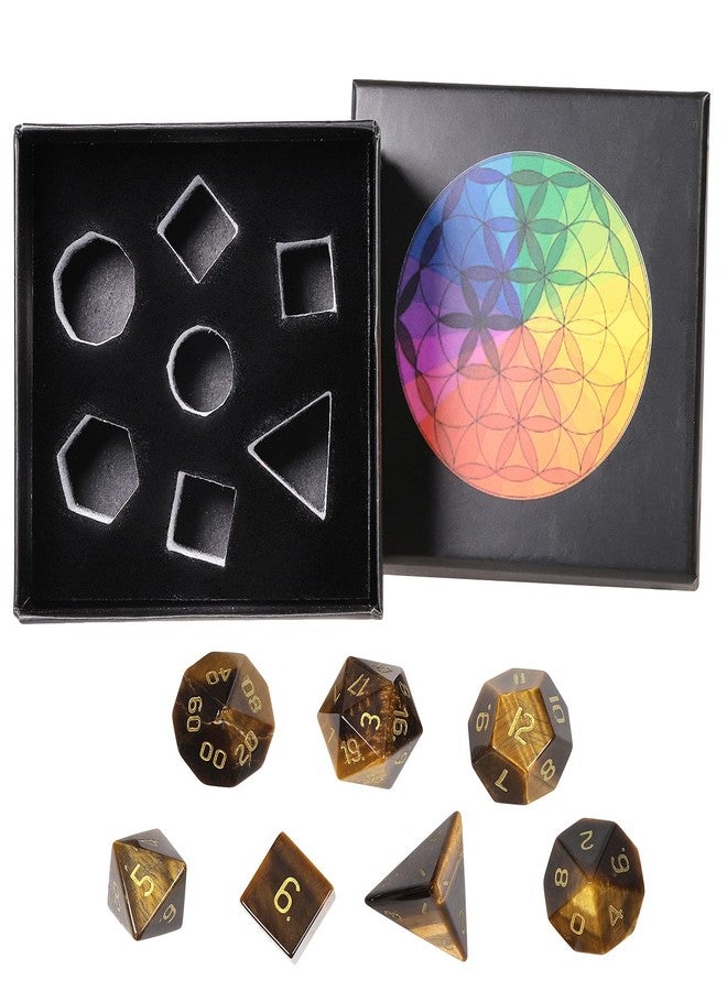 mookaitedecor 7 PCS Tiger's Eye Crystal Polyhedral DND Dice Set, Polished Tumbled Stones Dices for RPG MTG Table Games Home Decoration - Image 5