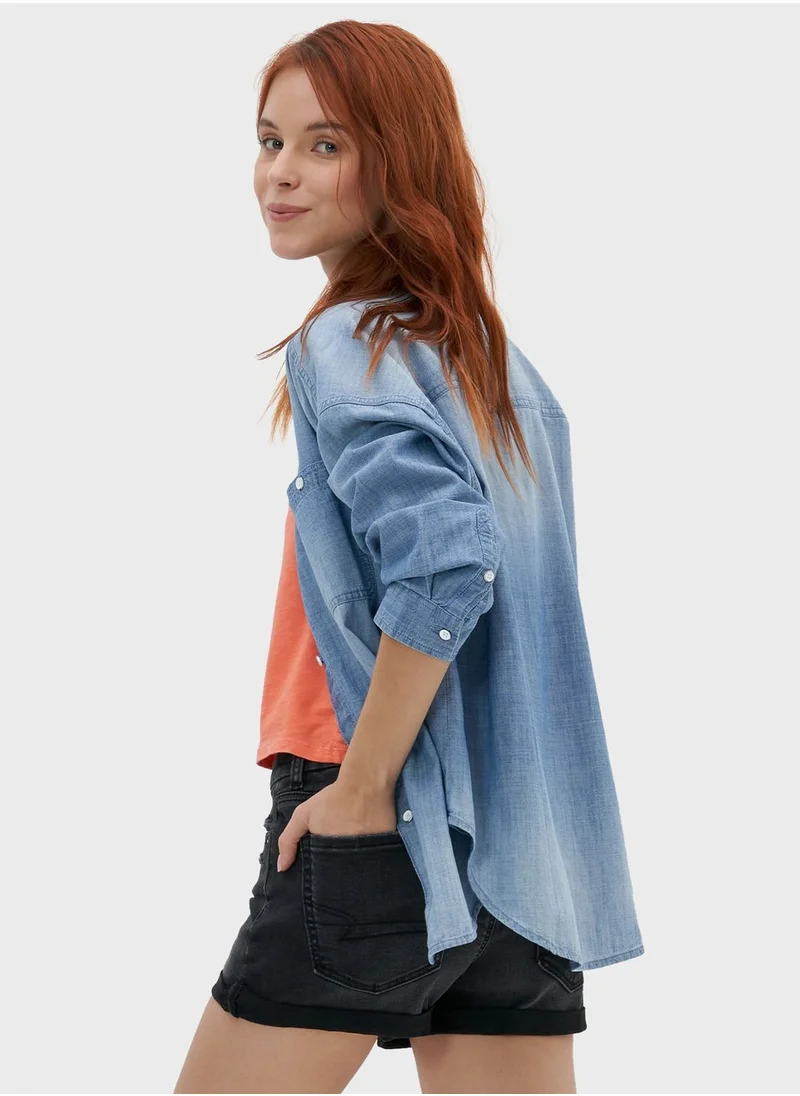 American Eagle Pocket Detail Denim Shirt