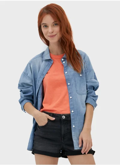 American Eagle Pocket Detail Denim Shirt