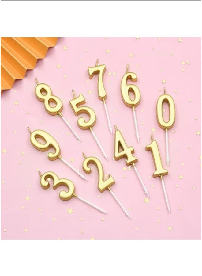 مجموعة 10 شموع أرقام للحفلات، شموع كعك متلألئة، شموع كب كيك لأعياد الميلاد والزفاف وحفلات الحظ لتزيين الكيك (ذهبي) - Image 1