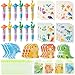 CY2SIDE Dinosaur Stationery Party Gift 12 Pack Spring Stuffers Prizes with Dino 4in1 Ballpoint Pens Sticky Notes Stickers and Organza Animal Party Favors Goodie Bag Fillers for School Rewards - Image 2