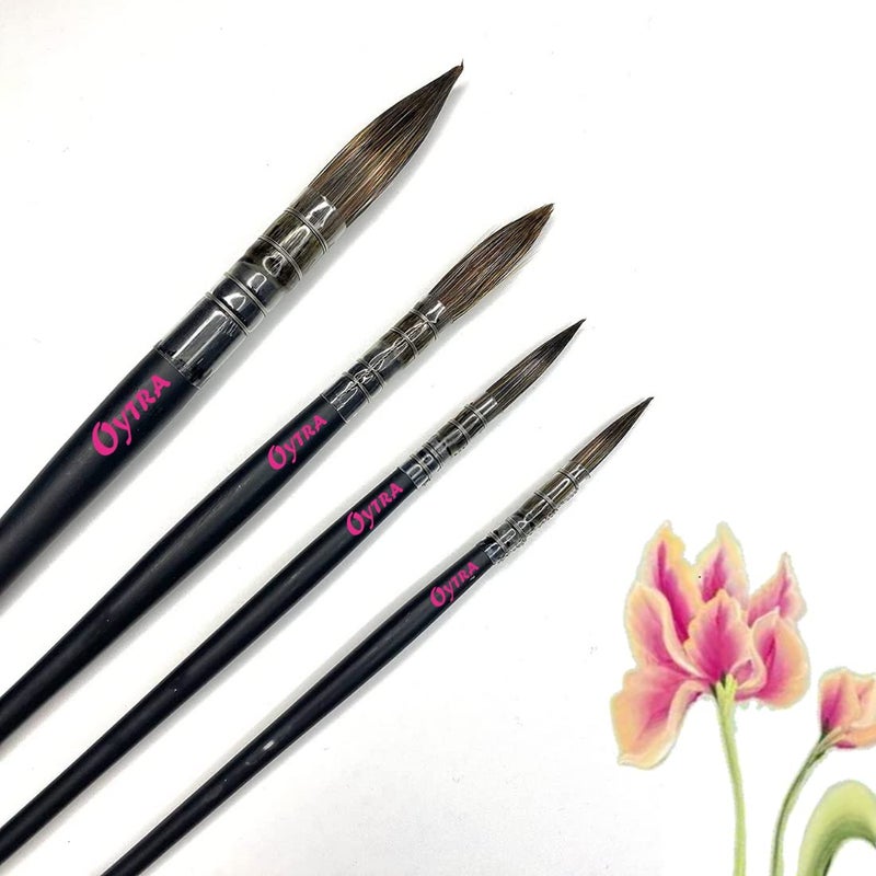 Oytra Mop Brush 4 Pcs Set for Artists Painting Calligraphy Watercolor Quill Oil Acrylics with Wooden Handle Vegan Soft Bristles - Image 1