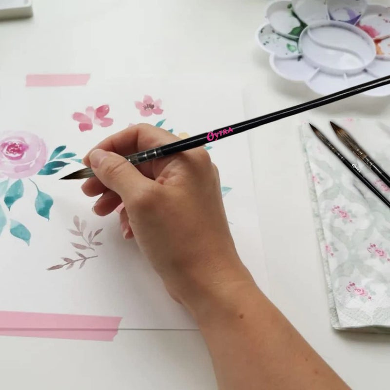 Oytra Mop Brush 4 Pcs Set for Artists Painting Calligraphy Watercolor Quill Oil Acrylics with Wooden Handle Vegan Soft Bristles - Image 2