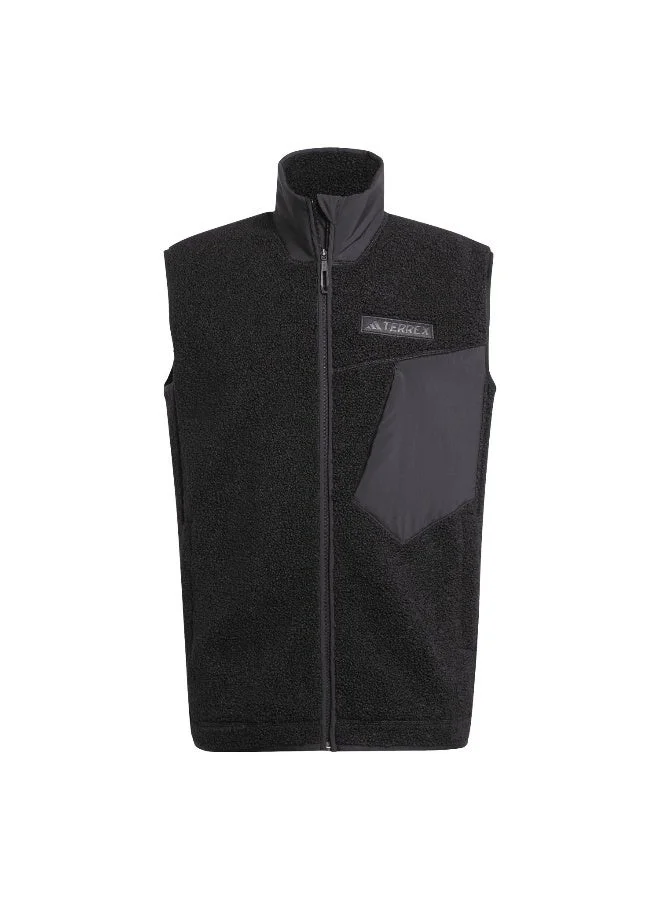 اديداس سترة رجالية من الصوف القطبي باللون الأسود بسحاب كامل