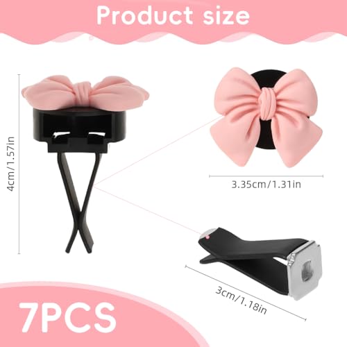 STHIRA® 7Pcs Car Decor Cute Pink Bow Car Air Vent Clip-On car Perfume Diffusers Universal Fit Car Showpieces for Passenger Princess Car Accessories Funny Car Ornaments Car Interior Decoration - Image 2