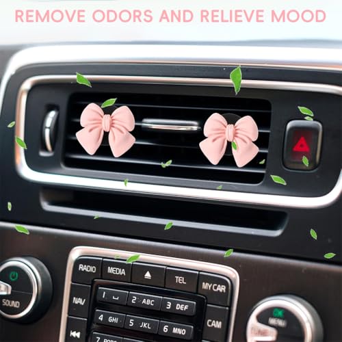 STHIRA® 7Pcs Car Decor Cute Pink Bow Car Air Vent Clip-On car Perfume Diffusers Universal Fit Car Showpieces for Passenger Princess Car Accessories Funny Car Ornaments Car Interior Decoration - Image 5