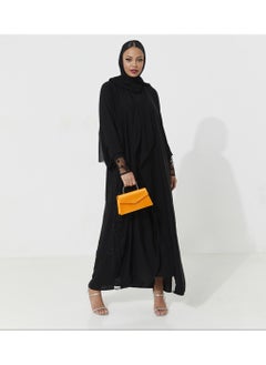 Rosette Abaya Black Abaya with Embroidary design  - Image 1