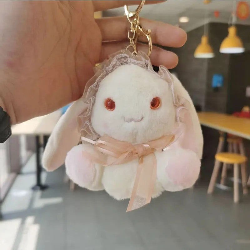 Y&D Lolita Rabbit Keychain Pendant Cute Doll and Bear Couple Super Soft Plush Toy with PP Cotton Filling Mesh Lining Small Gift - Image 1