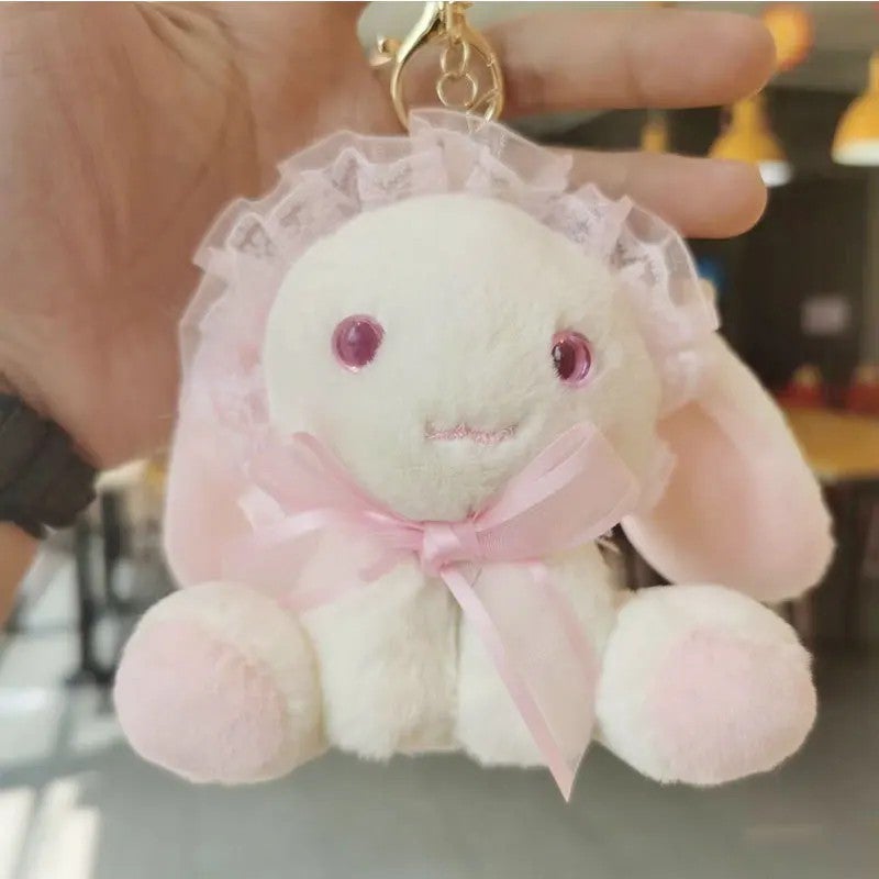 Y&D Lolita Rabbit Keychain Pendant Cute Doll and Bear Couple Super Soft Plush Toy with PP Cotton Filling Mesh Lining Small Gift - Image 5