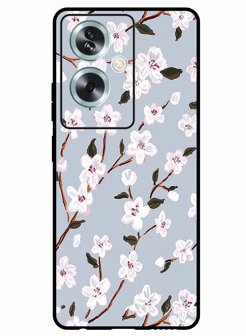 Theodor Protective Case Anti Scratch Shock Proof Bumper Cover For Oppo A2 White Flower - Image 1