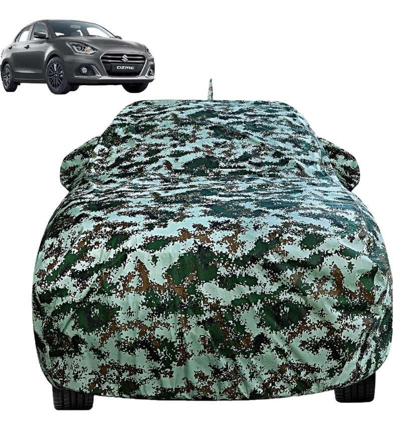 Auto Hub Car Cover Compatible with Maruti Dzire (Model: 2017 to Till Date) Mirror & Antenna Pocket, Soft Cotton Lining, Dzire Car Cover Waterproof - Forest Look - Image 1