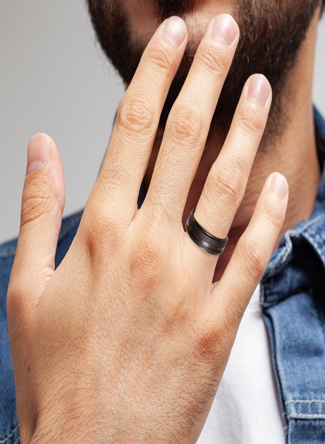 King Will Mens Wedding Band 8mm Tungsten Rings for Men KOA Wood Inlay Size 7-14 for Daily Wear丨Nature Collection 11 - Image 5