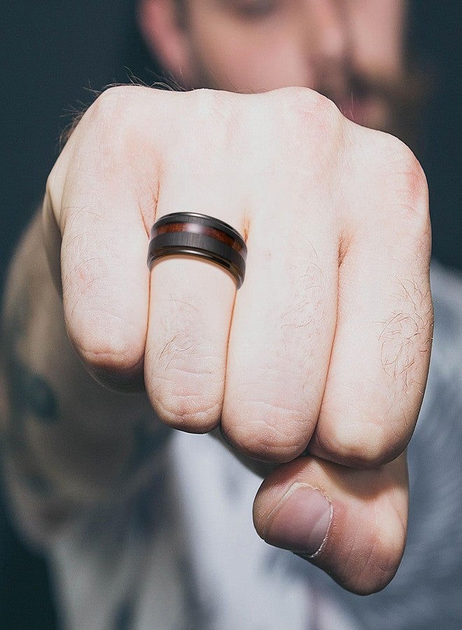 King Will Mens Wedding Band 8mm Tungsten Rings for Men KOA Wood Inlay Size 7-14 for Daily Wear丨Nature Collection 11 - Image 4