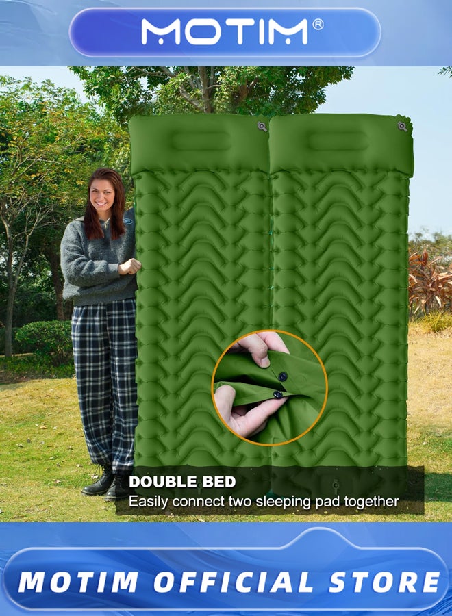 Motim 3.9 Inch Camping Sleeping Pad Ultralight Camping Mat with Pillow Built-in Foot Pump Inflatable Sleeping Pads Compact for Camping Backpacking Hiking Traveling Tent (Green) - Image 4