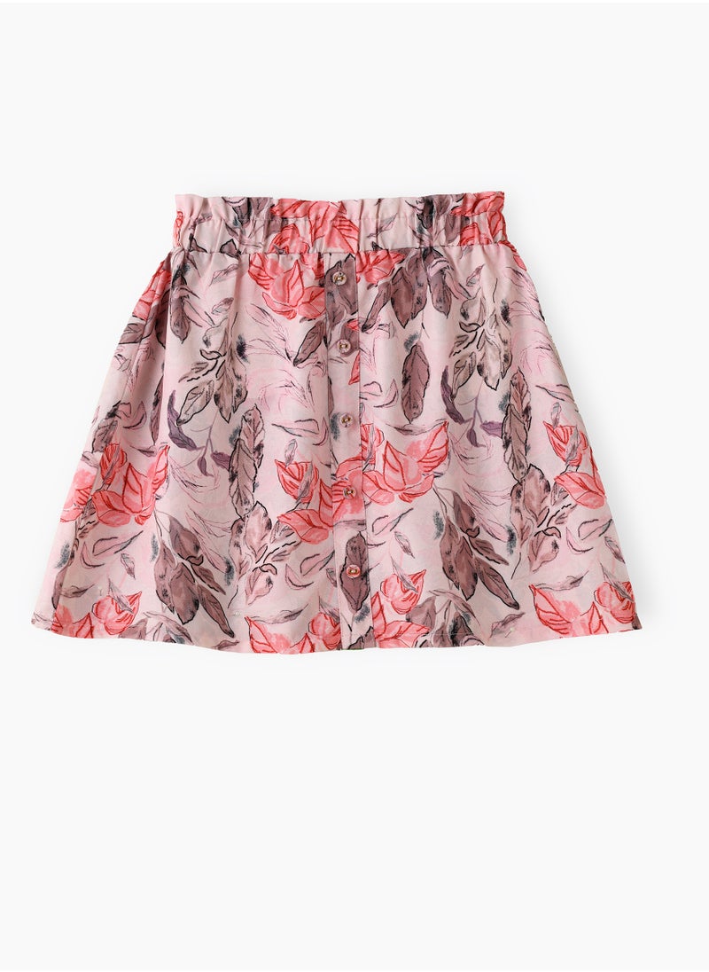 Jelliene Girls Pink Floral Button Skirt  - Image 1